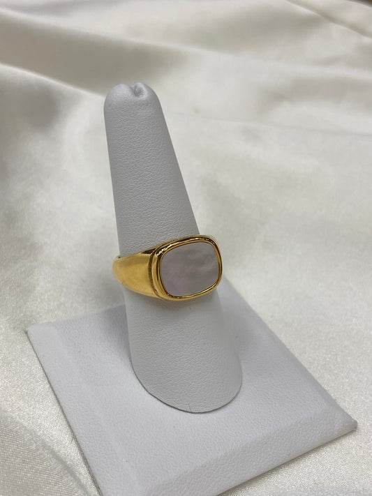 MOP Gold Stainless Steel Ring