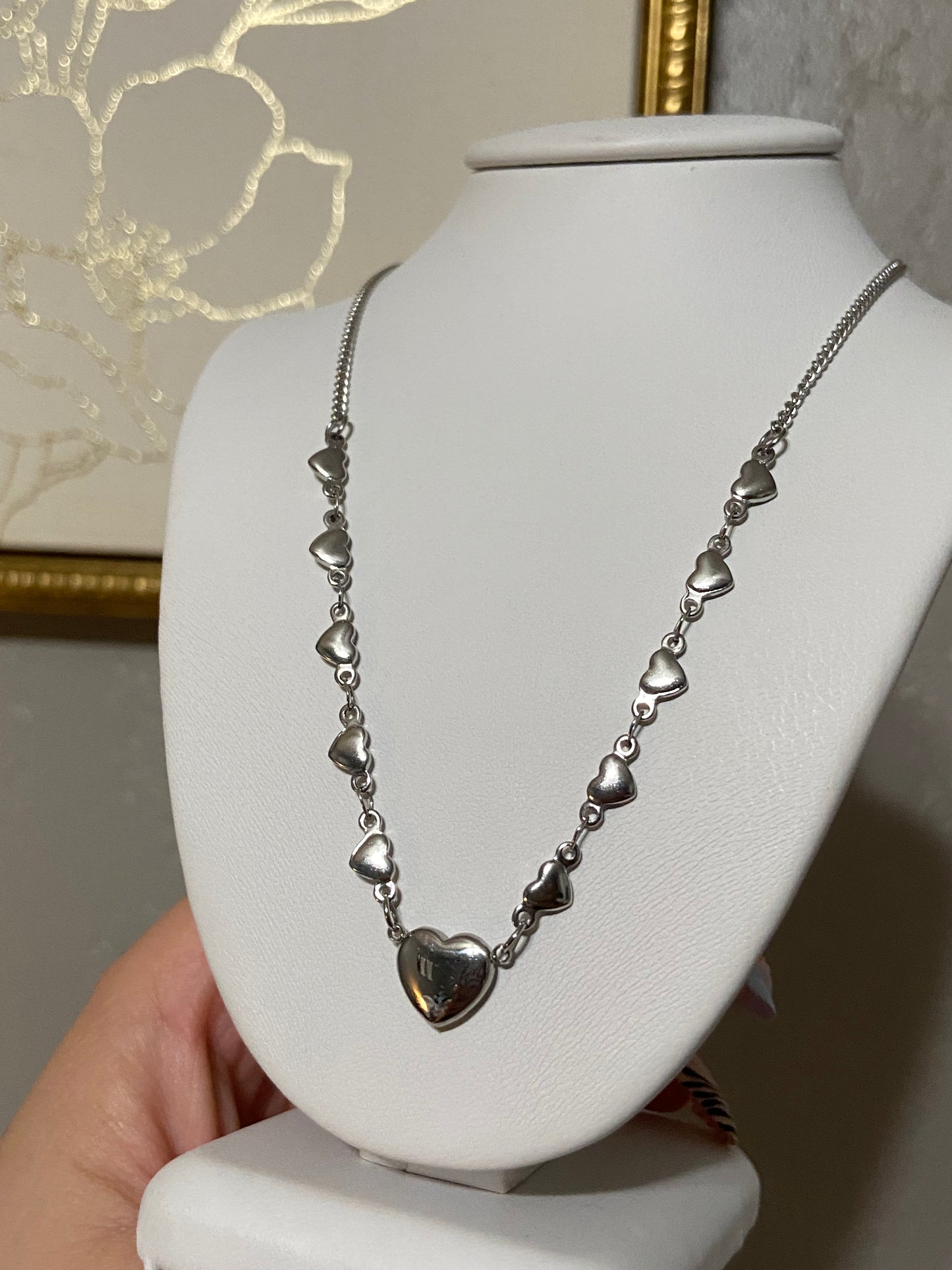 Silver Multi Hearts Stainless Steel Necklace