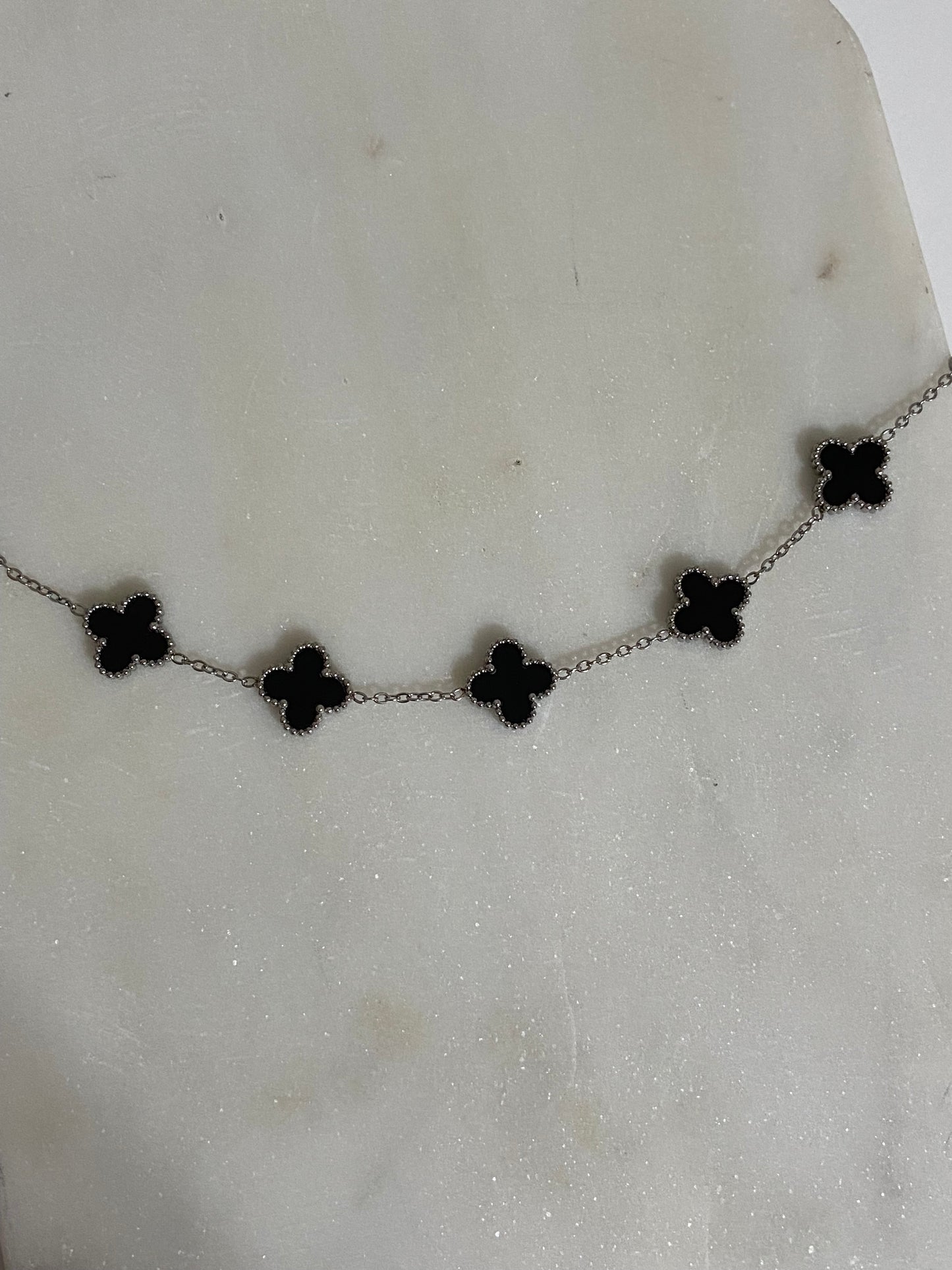V C A Clover Stainless Steel Silver Bracelet