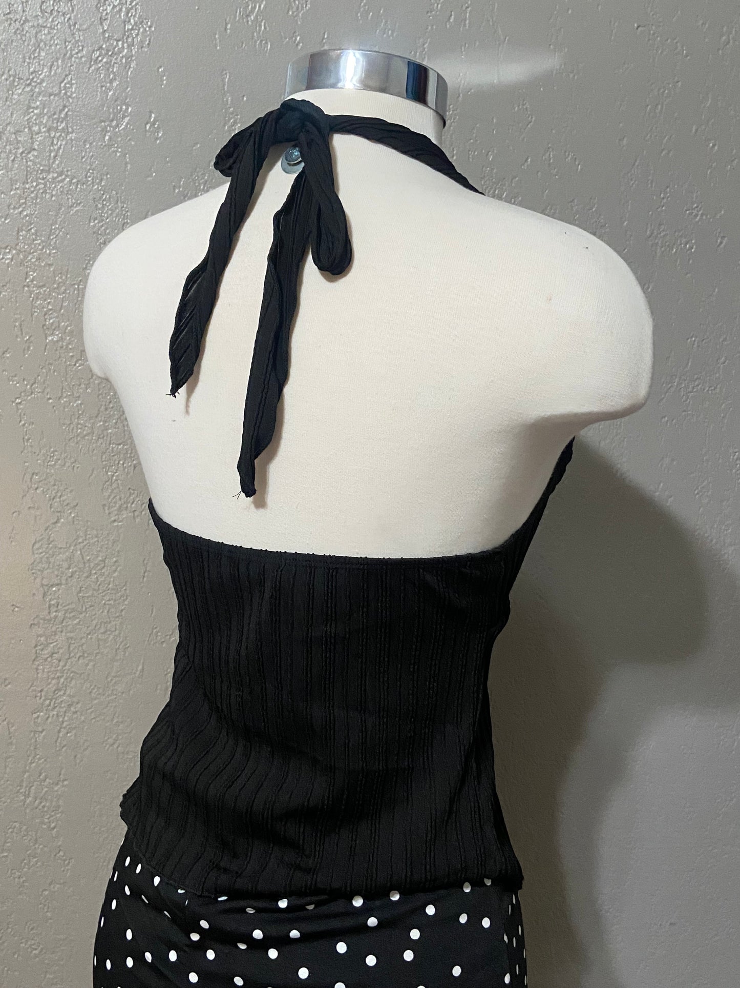 Black Halter Tie Top