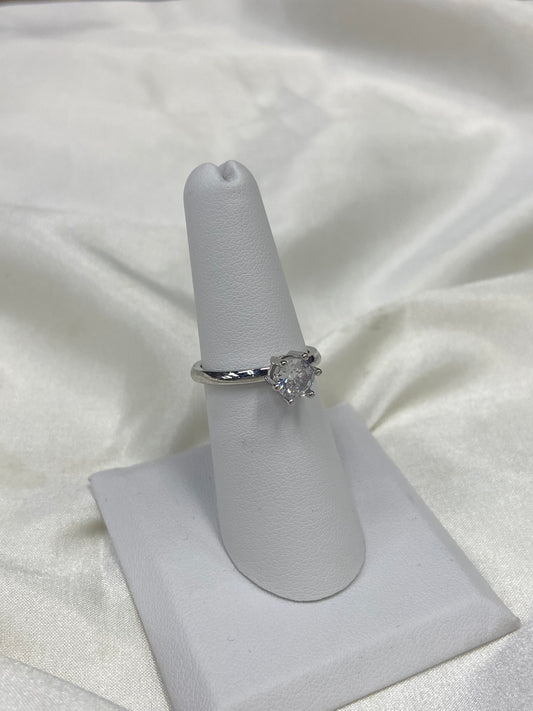 Promise CZ Stainless Steel Silver Ring