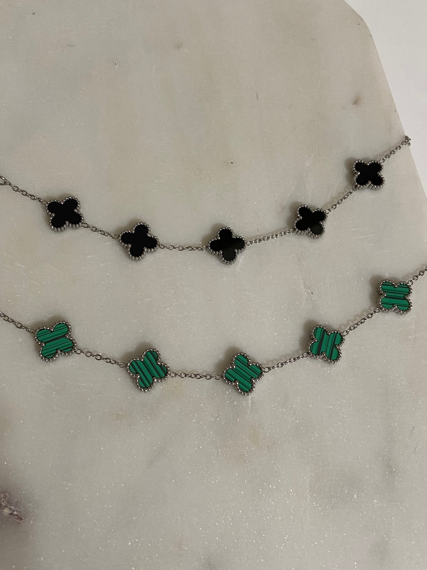 V C A Clover Stainless Steel Silver Bracelet