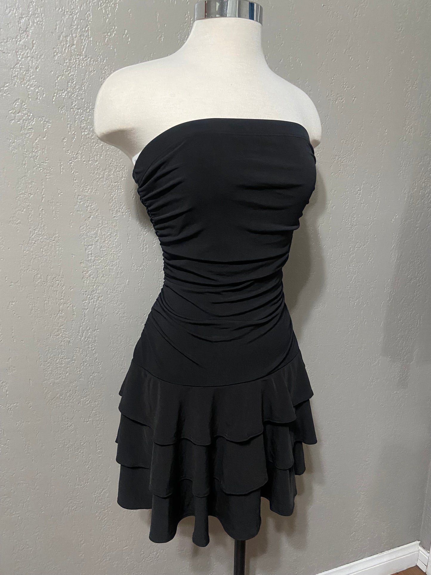 Black Flowy Strapless Dress