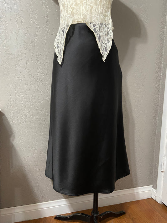 Black Satin Midi Skirt
