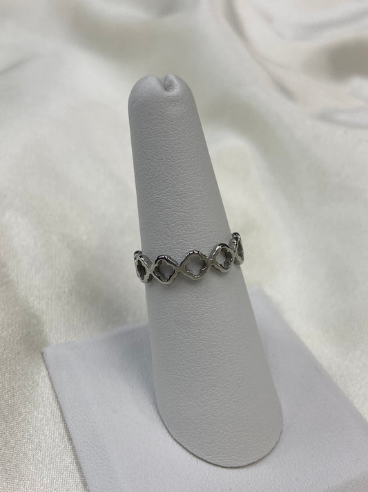 Dainty Clovers Stainless Steel Silver Ring