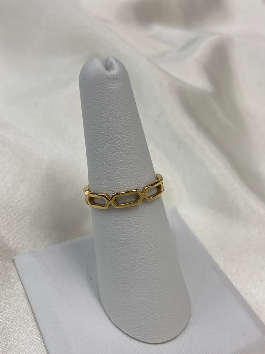 Oval Link Stainless Steel Gold Ring