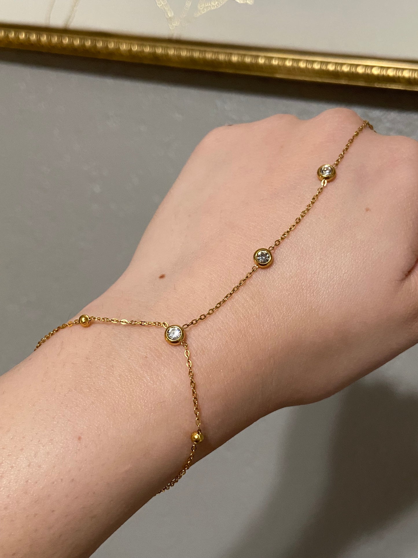 Dainty CZ Stainless Steel Gold Handchain