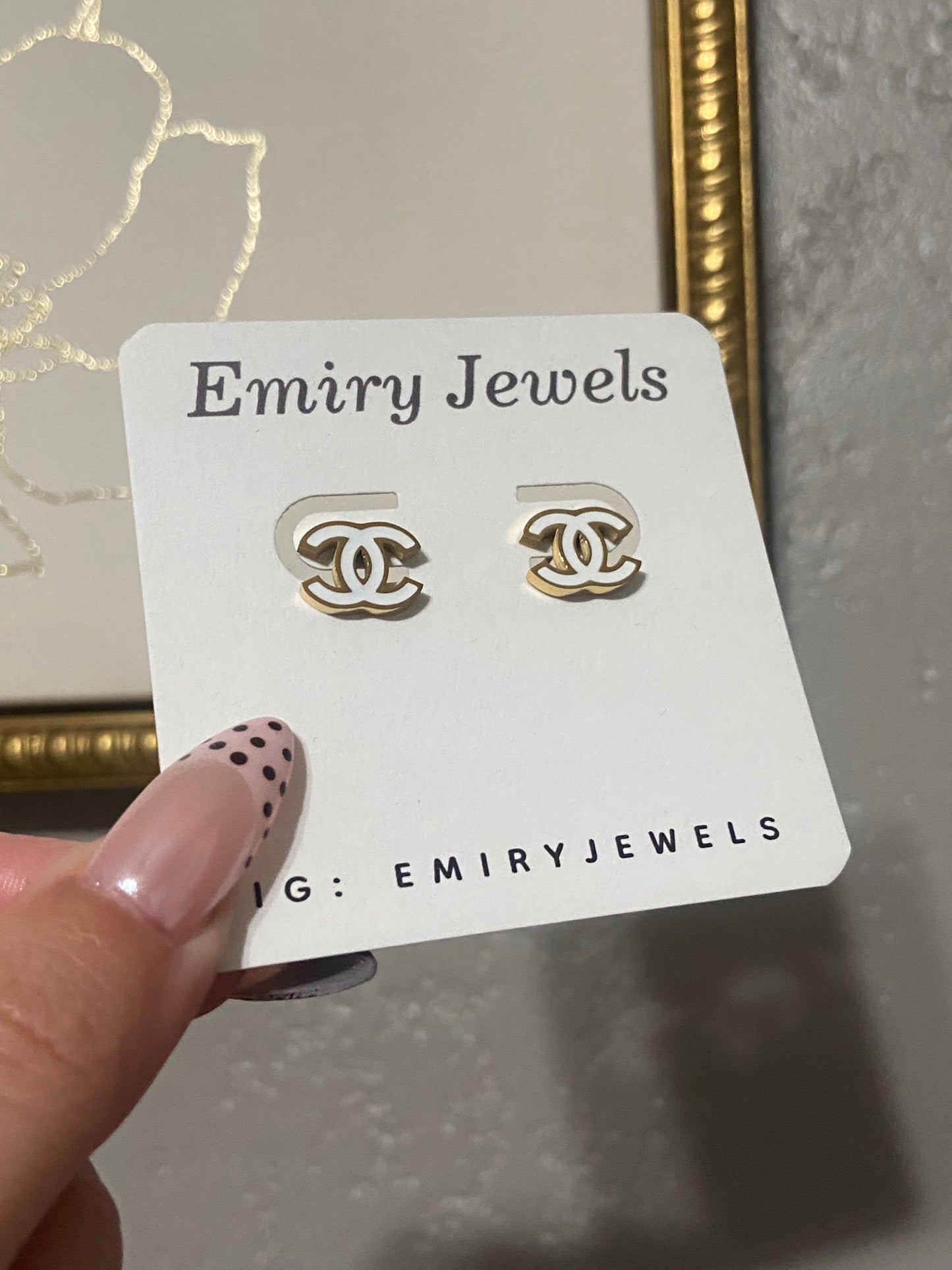 Mini CC Stainless Steel Gold Earrings