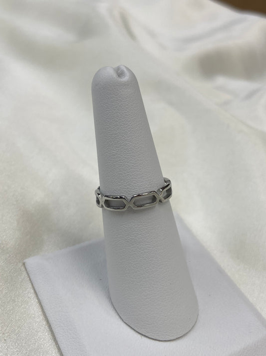 Oval Link Stainless Steel Silver Ring