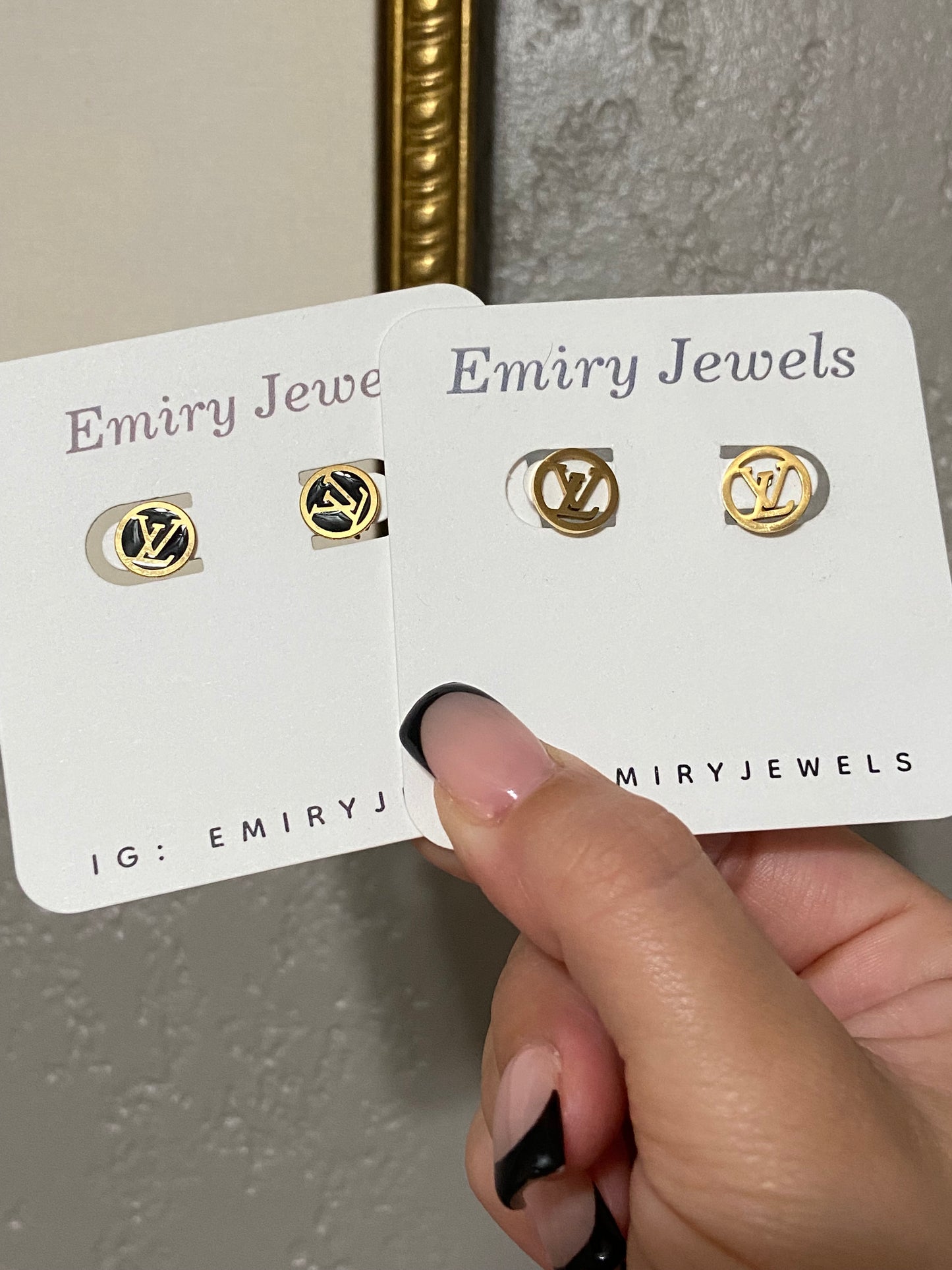 LV Dainty Stainless Steel Gold Earrings