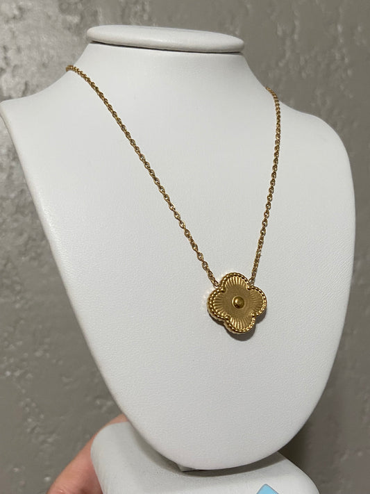V C A Gold Clover Stainless Steel Necklace