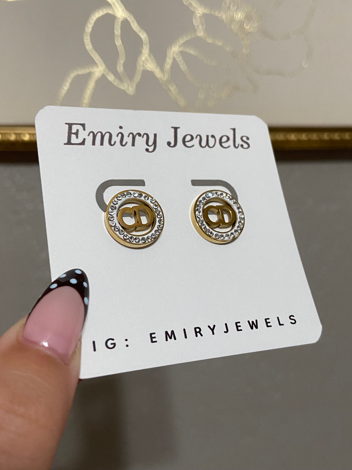 CD CZ Stainless Steel Gold Earrings