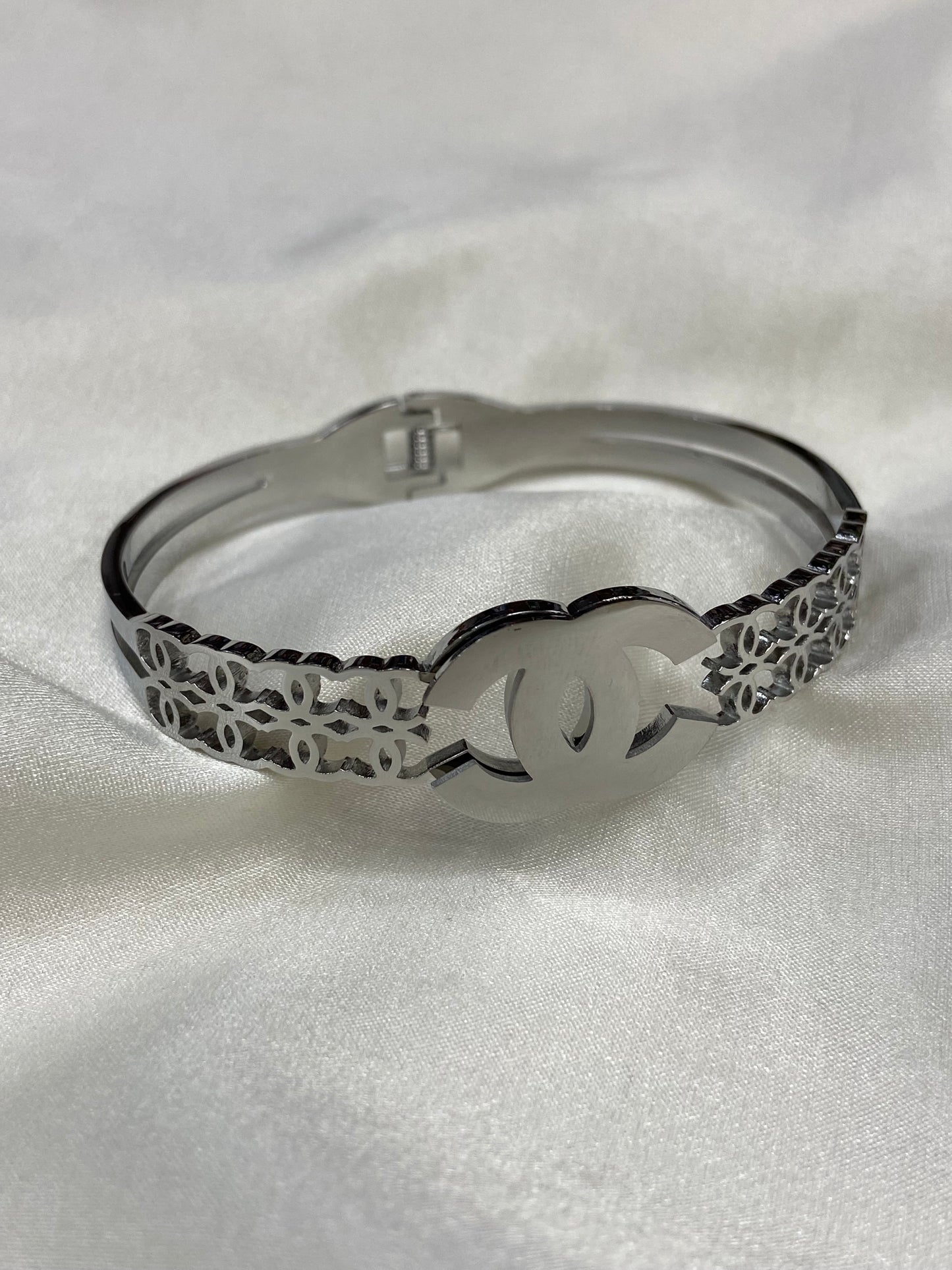 Silver CC Stainless Steel Braclelet