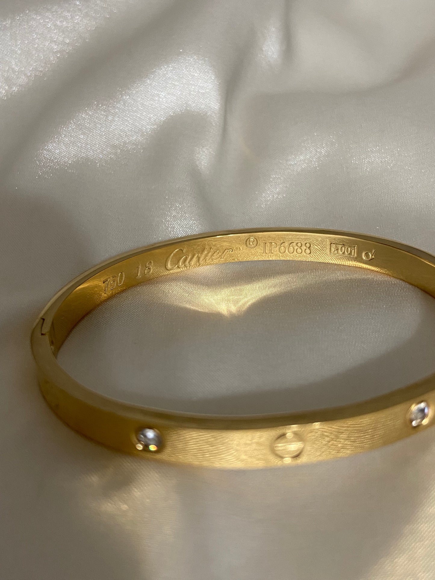 Carti Stainless Steel CZ Gold Bangle - engraved