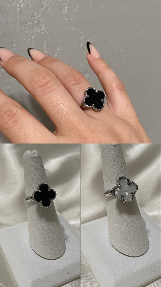 V C A Clover Stainless Steel Silver Ring