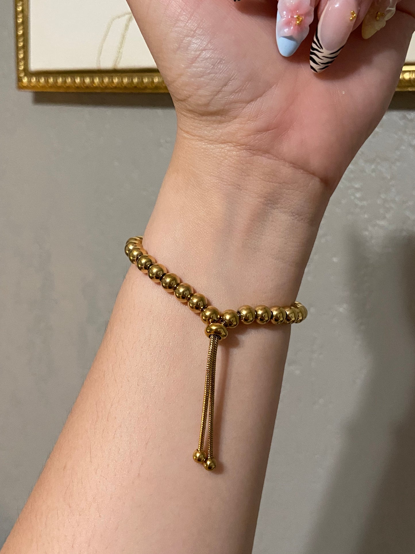Tiff & Co Hearts Stainless Steel Gold Bead Bracelet