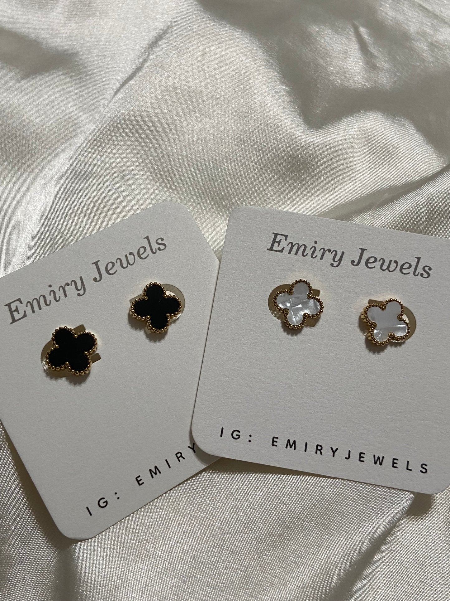 Clover Stainless Steel Stud Gold Earrings