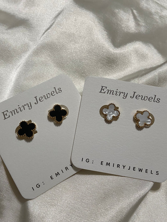 Clover Stainless Steel Stud Gold Earrings