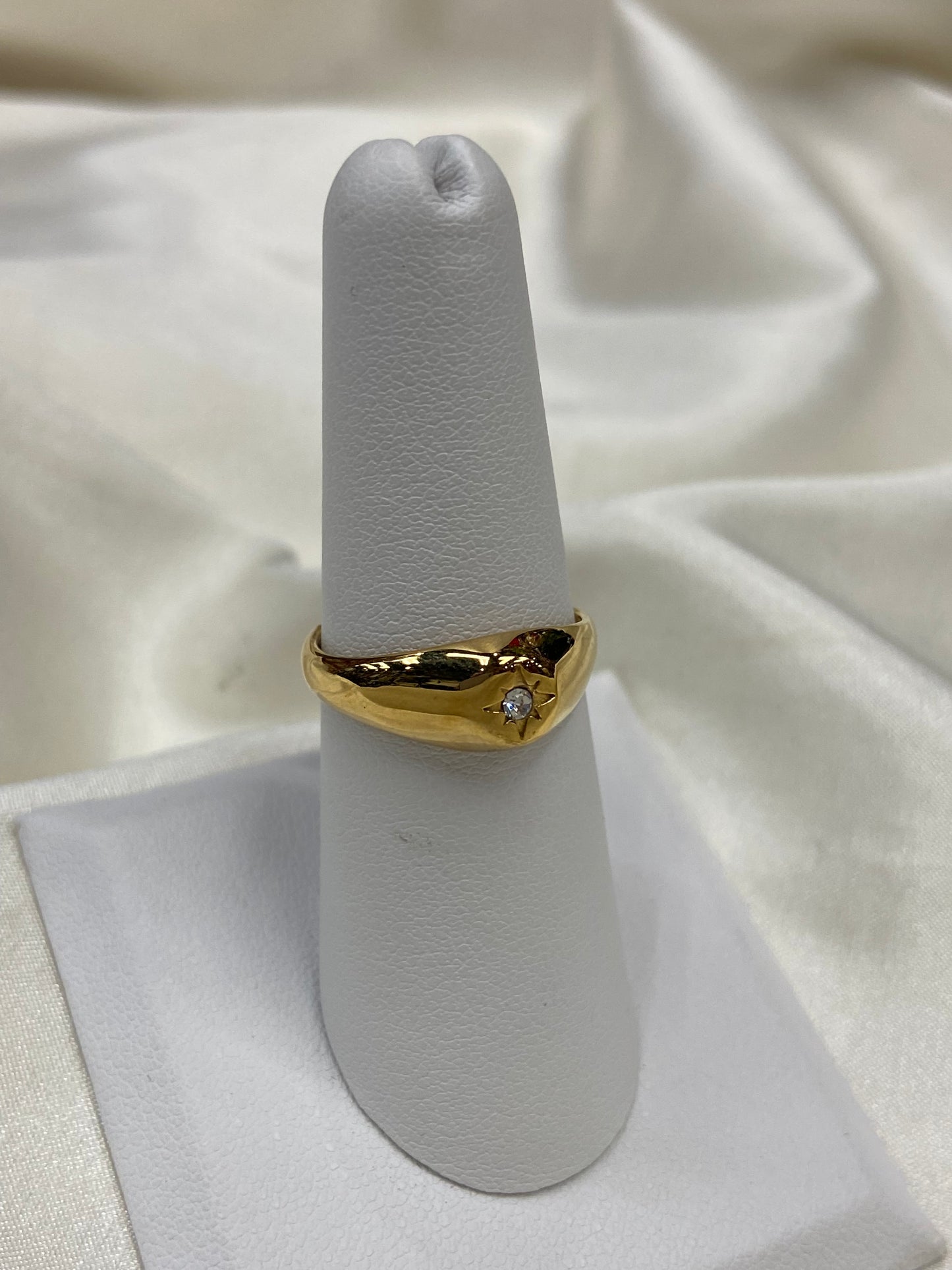 Sparkle CZ Stainless Steel Gold Ring