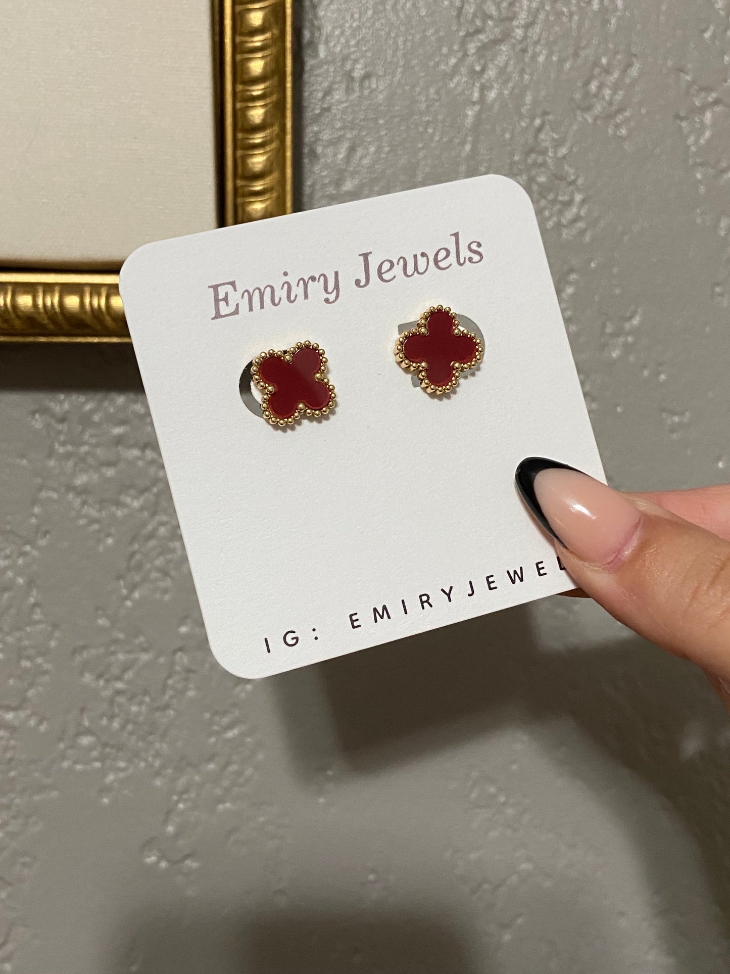 V C A Clover Stainless Steel Gold Earrings