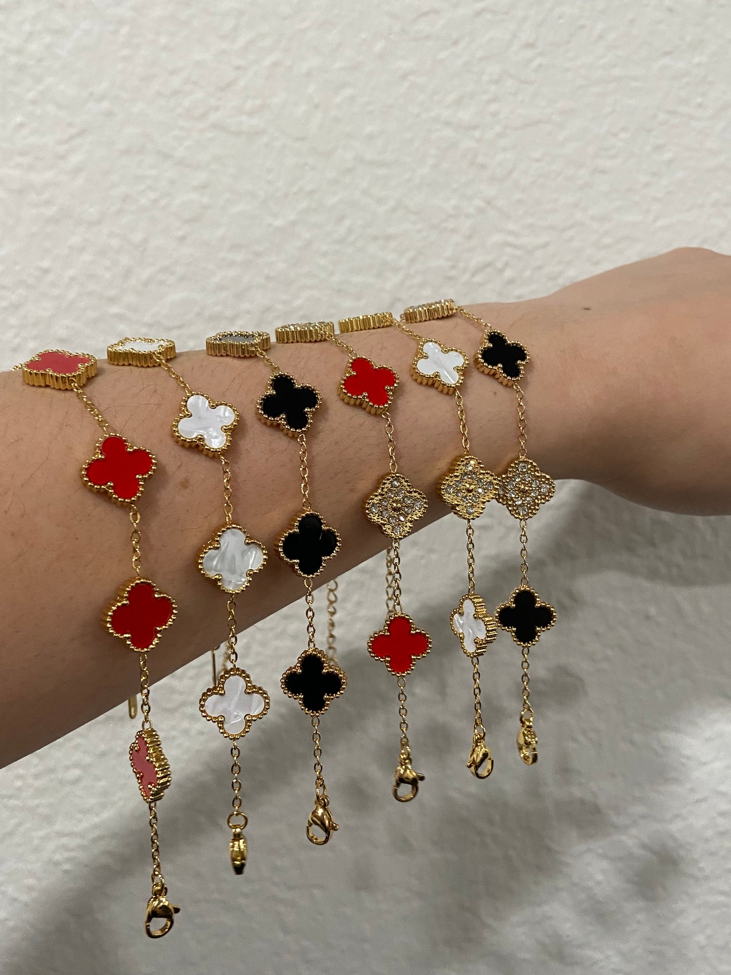 V C A CZ Stainless Steel Gold Bracelets