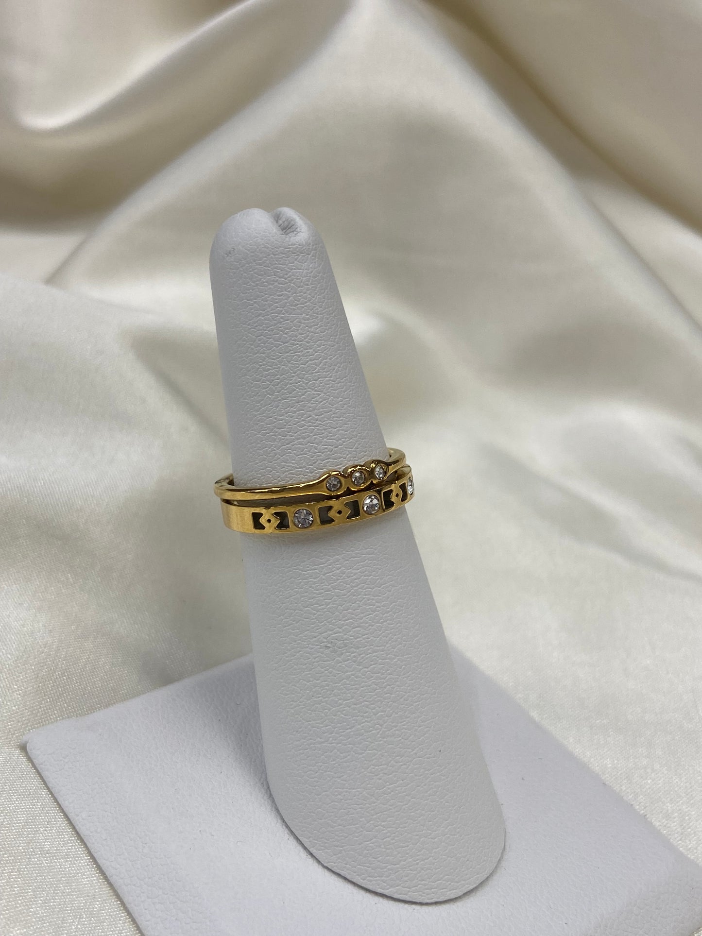 Dainty CZ Layered Stainless Steel Gold Ring