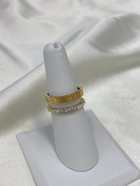 Gold Stainless Steel Carti CZ Ring