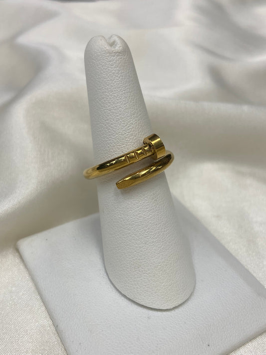 Nailed It Stainless Steel Gold Ring