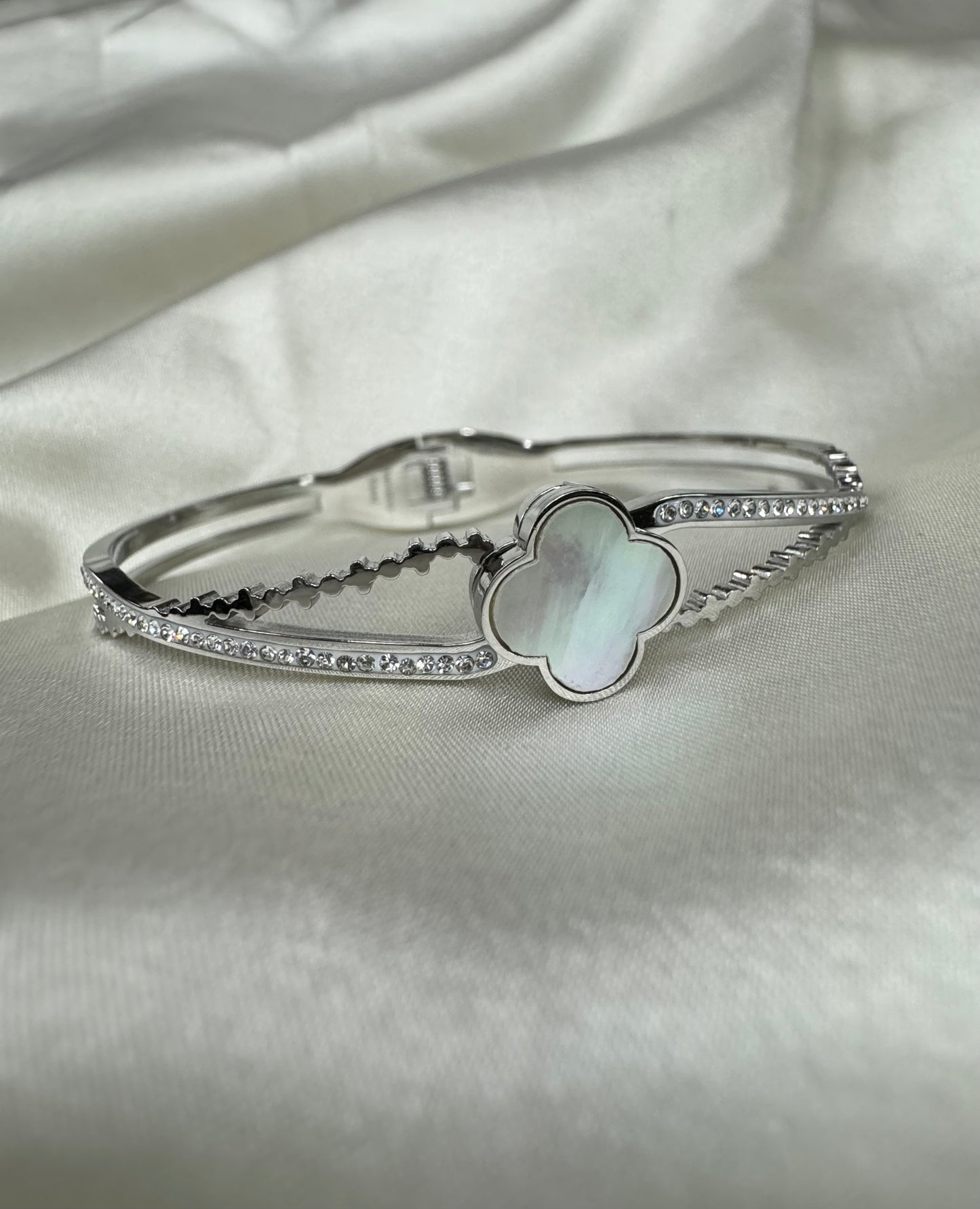 Clover Stainless Steel CZ Bracelet
