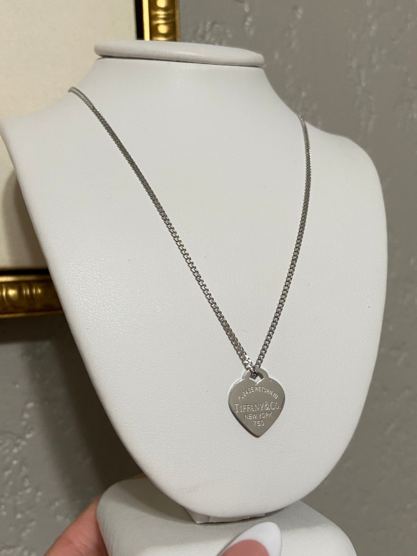 Tiff & Co Stainless Steel Silver Heart Necklace