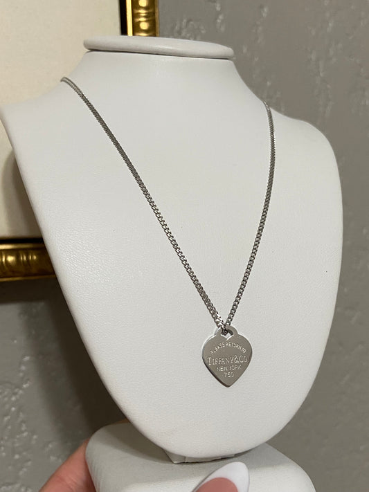 Tiff & Co Stainless Steel Silver Heart Necklace
