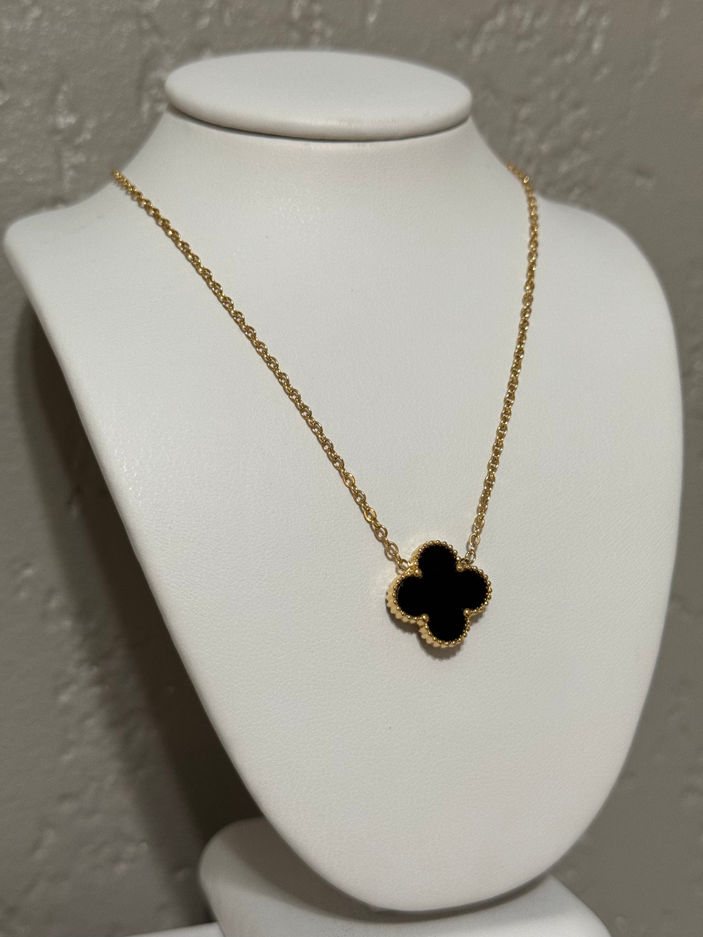 V C A Black Clover Stainless Steel Gold Necklace