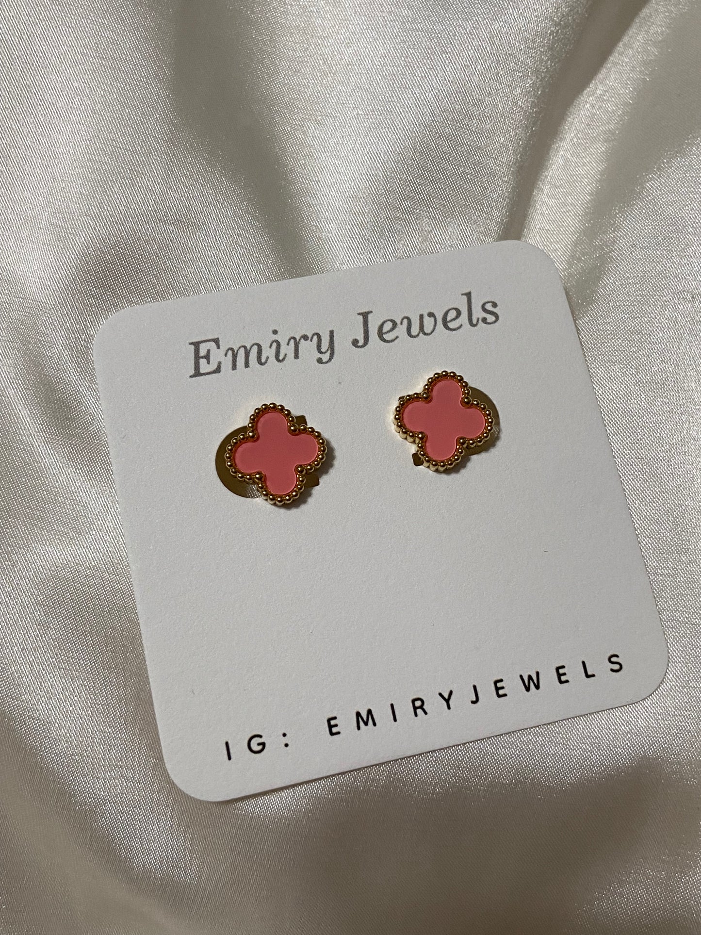 V C A Clover Stainless Steel Gold Earrings