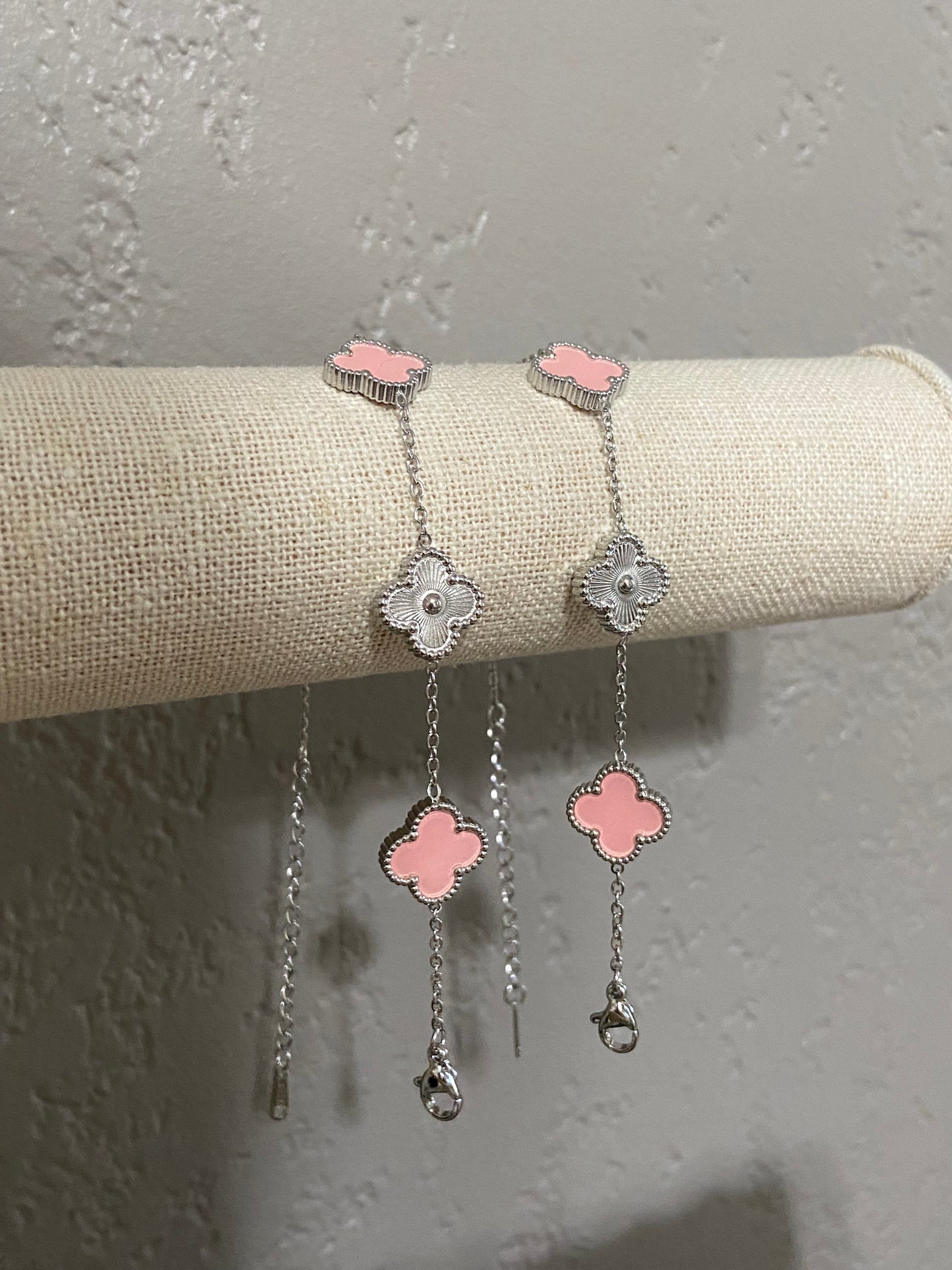 V C A Clover Stainless Steel Silver Bracelet