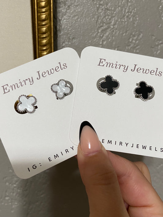 V C A Clover Stainless Steel Silver Earrings