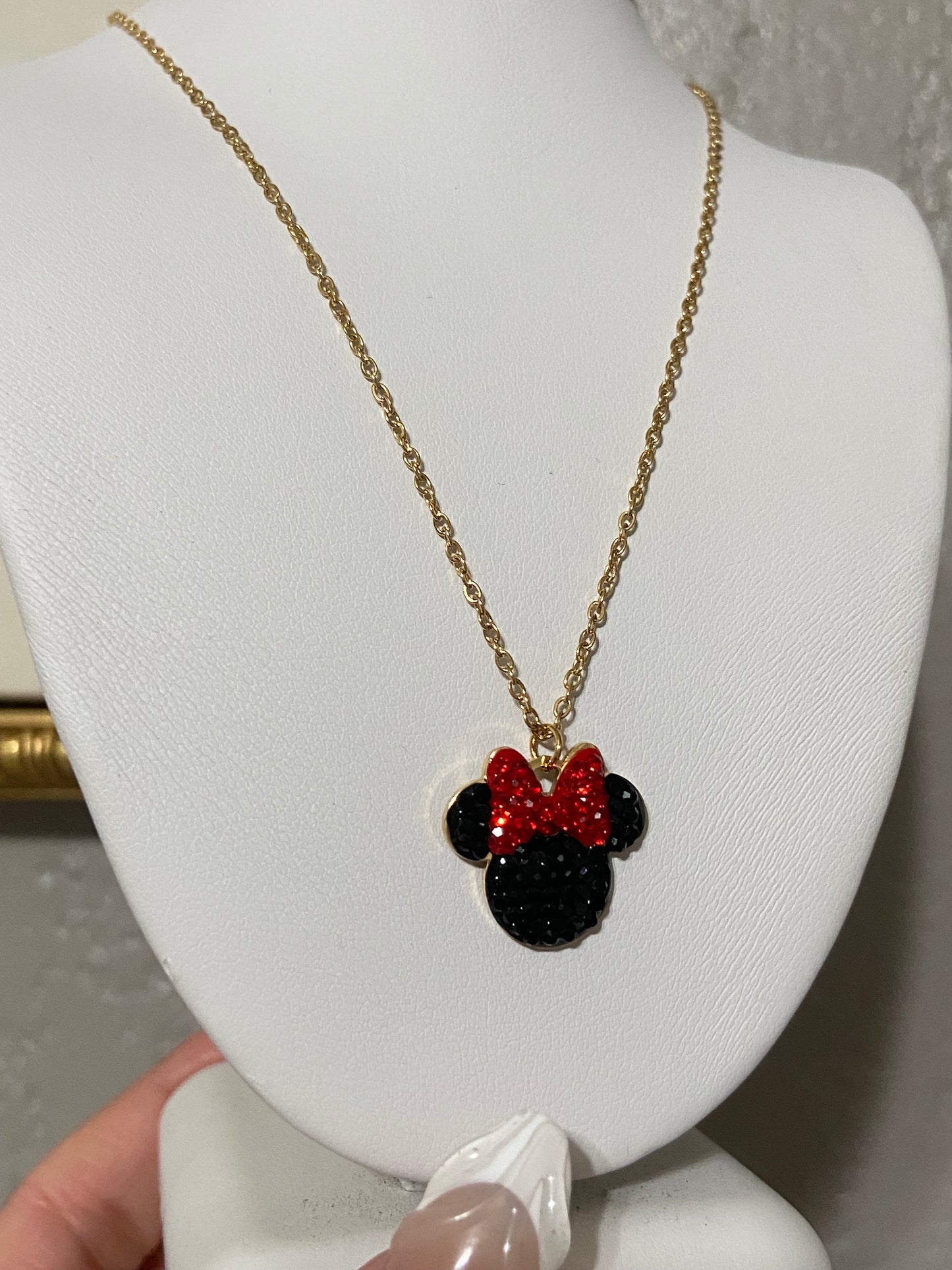 Minnie CZ Stainless Steel Gold Necklace