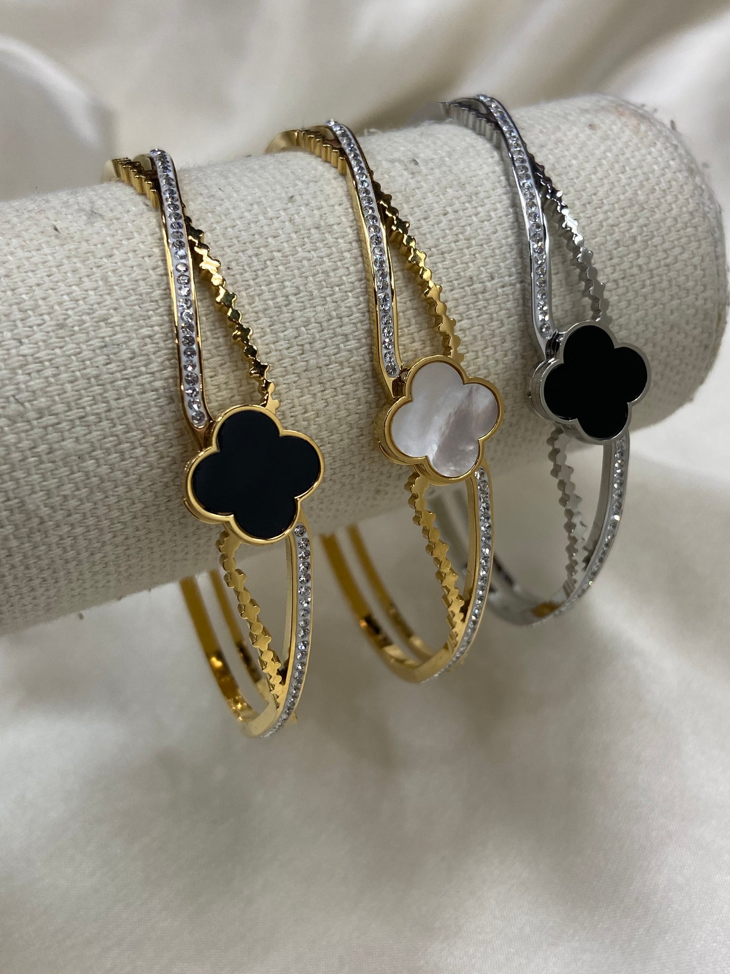 Clover Stainless Steel CZ Bracelet