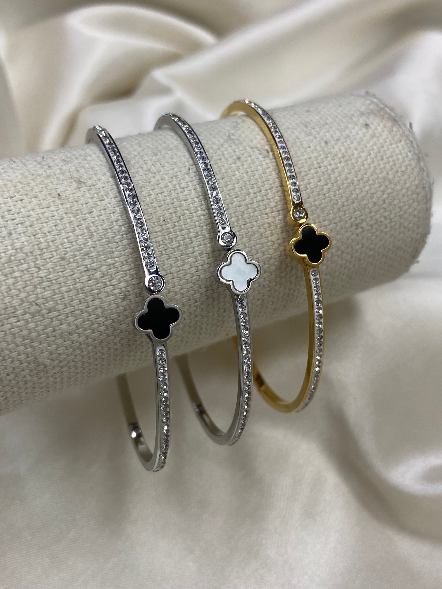 Black Clover Stainless Steel Silver Bracelet