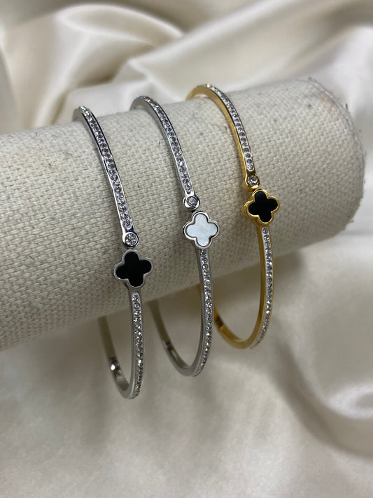 Black Clover Stainless Steel Silver Bracelet