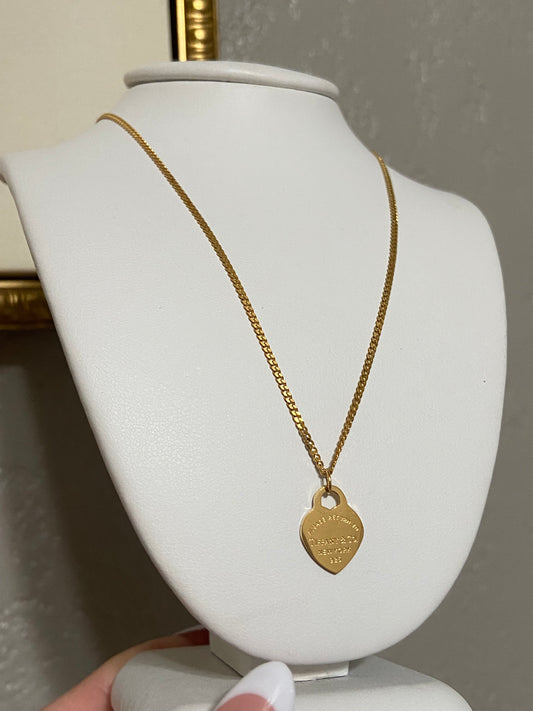 Tiff & Co Stainless Steel Gold Heart Necklace
