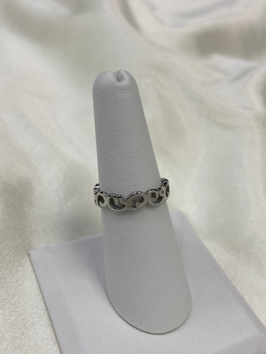Ocean Waves Stainless Steel Silver Ring