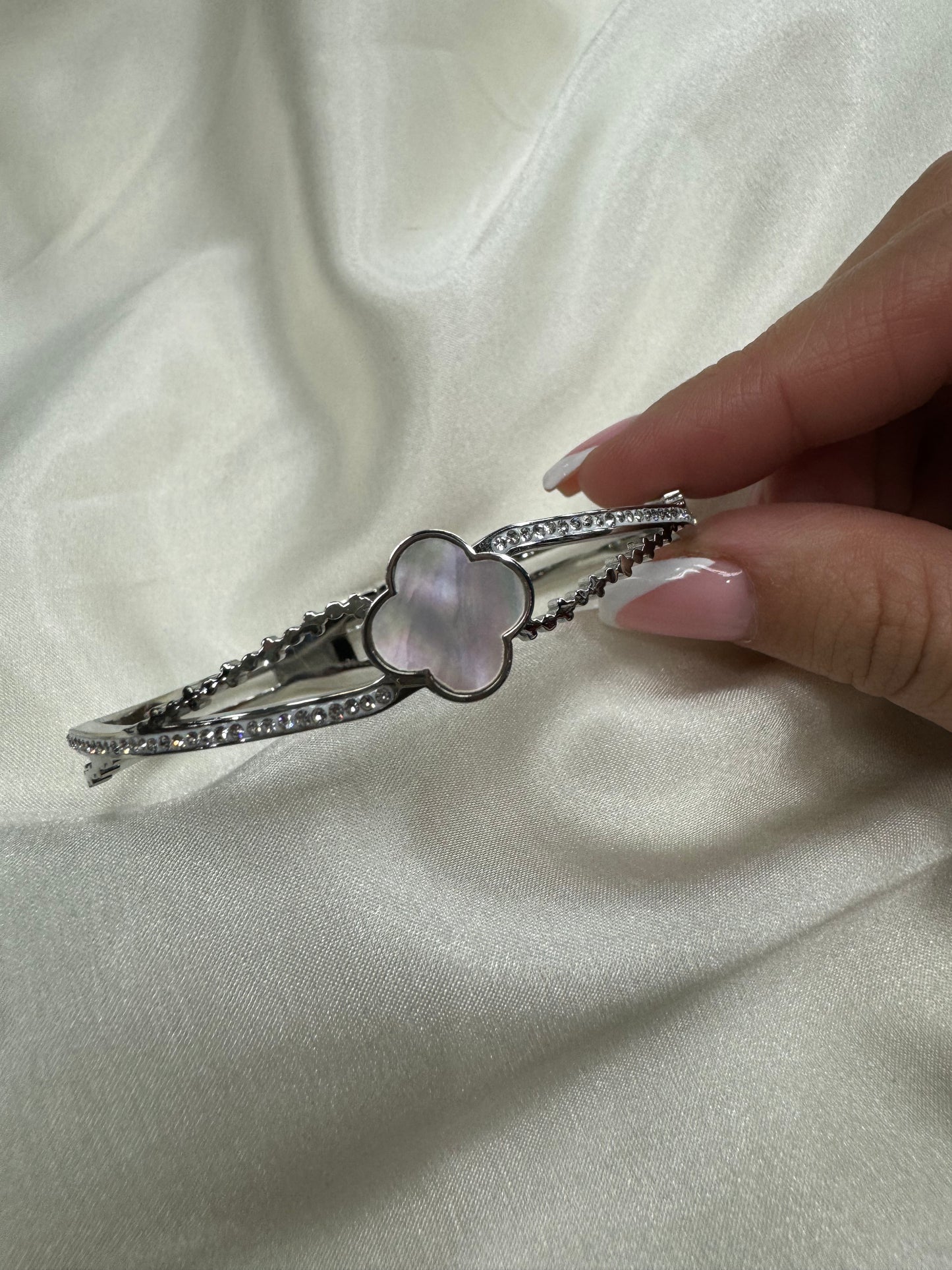 Clover Stainless Steel CZ Bracelet