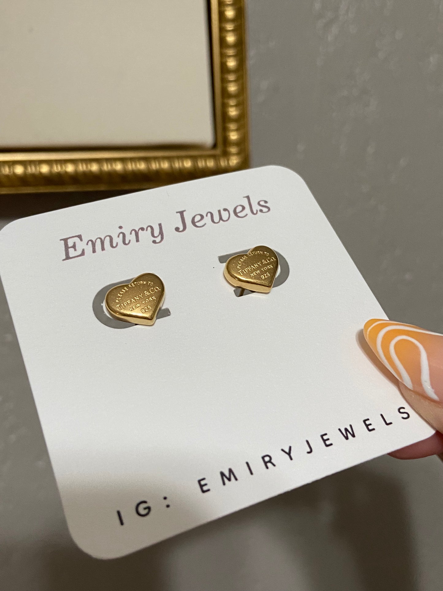 Tiff & Co Stainless Steel Gold Heart Earrings