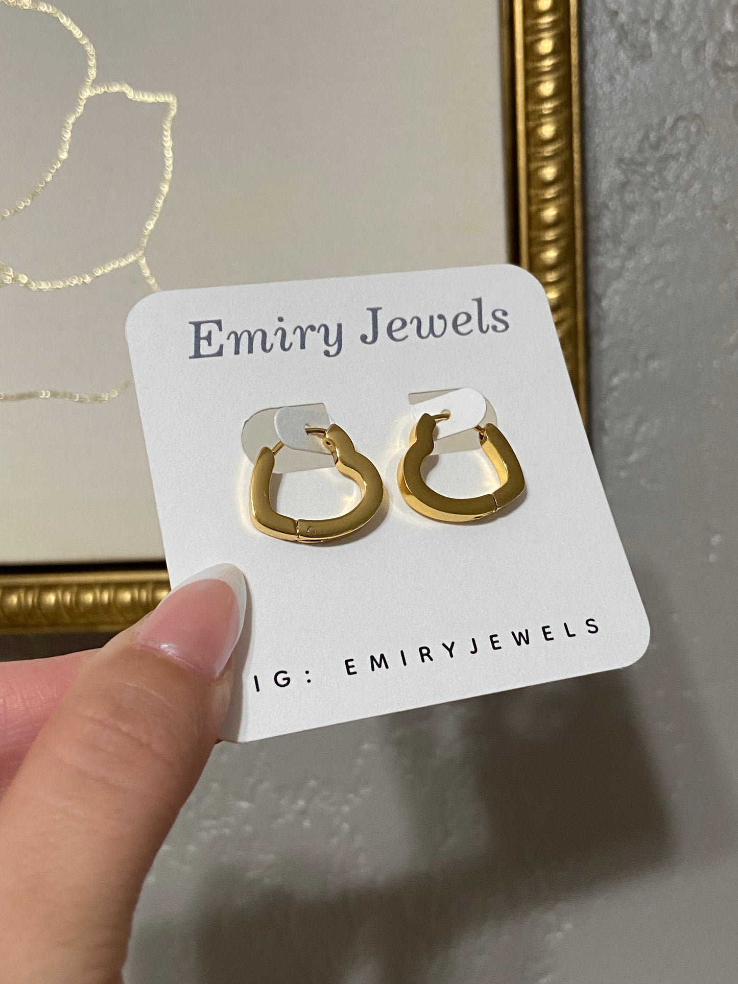 Side Heart Stainless Steel Gold Hoops