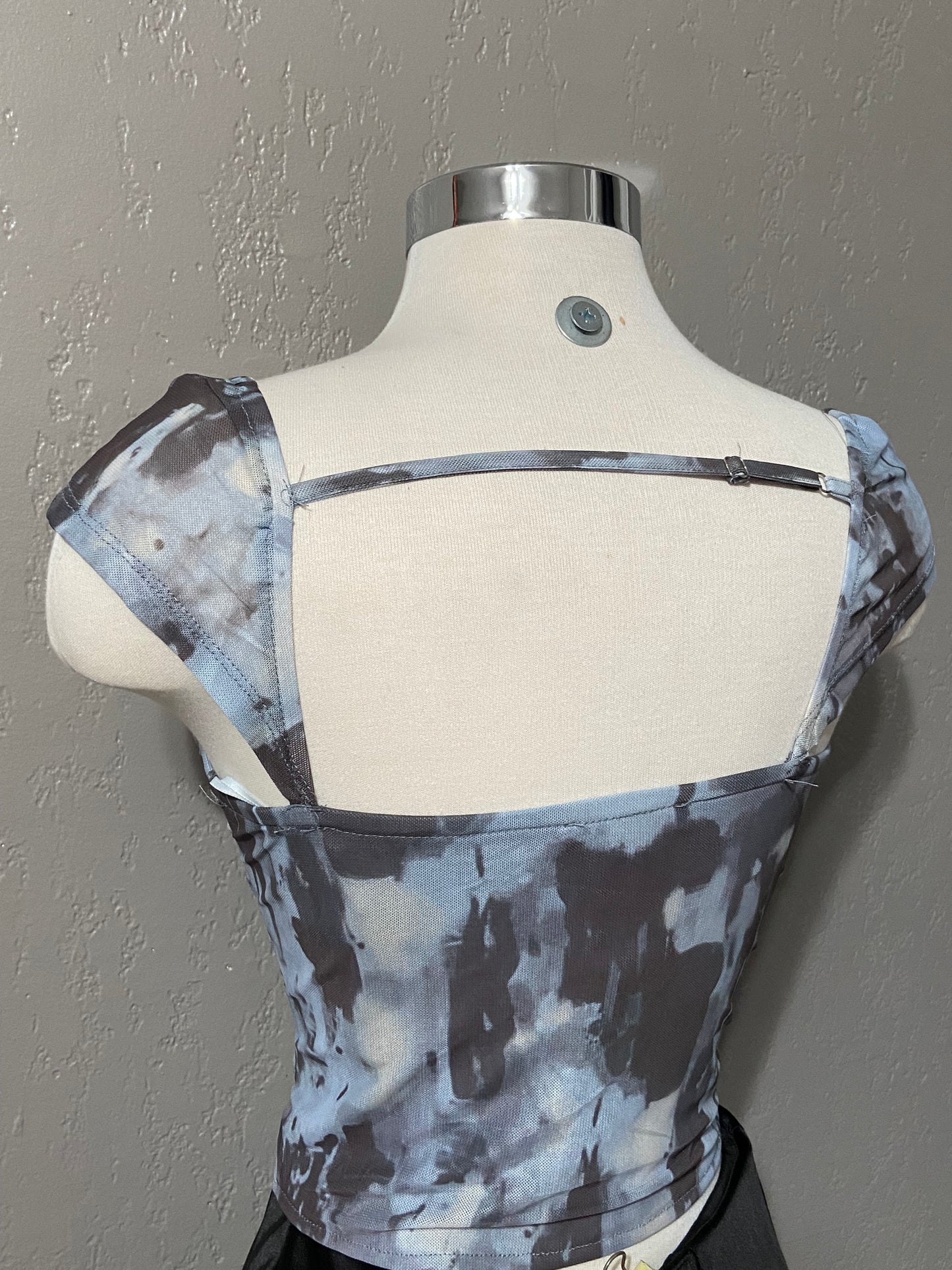 Blue Mesh Corset Tank