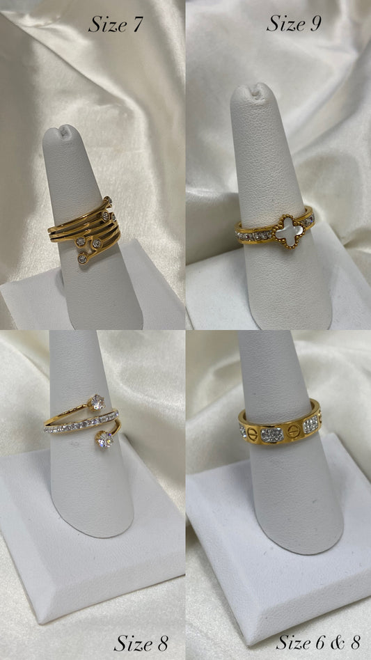 Last Chance - Stainless Steel Gold CZ Rings