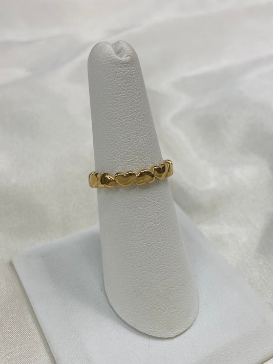 Upside Hearts Stainless Steel Gold Ring