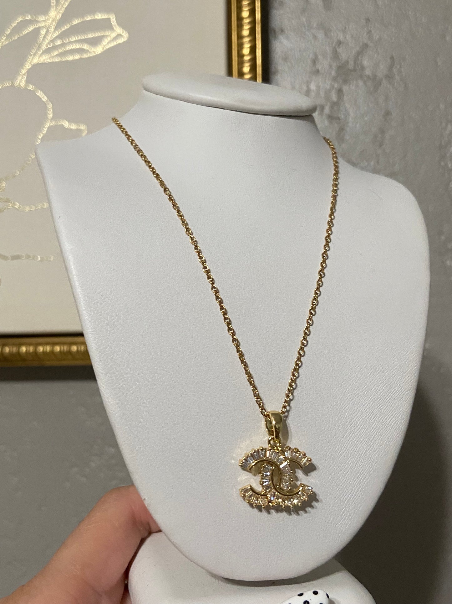 CC CZ Stainless Steel Gold Necklace