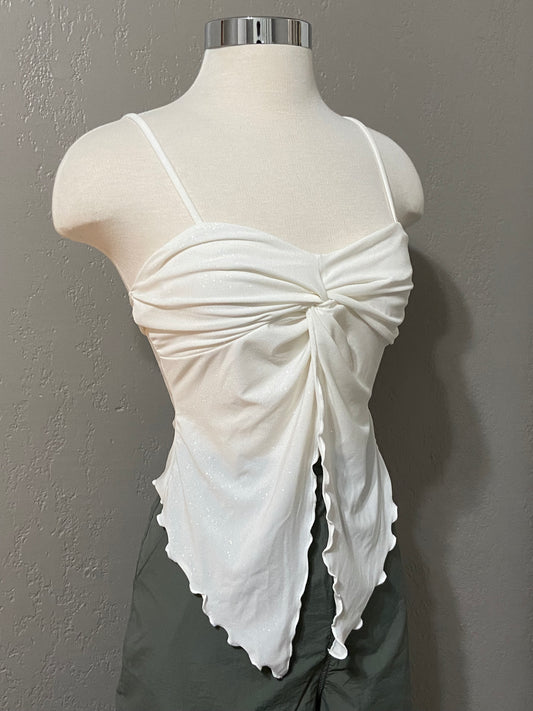 White Glitter Butterfly Tank