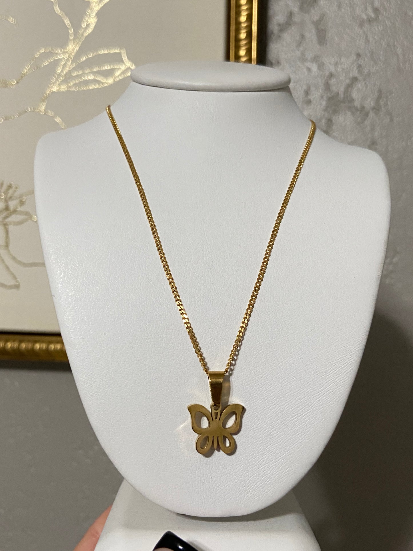 Gold Butterfly Stainless Steel Necklace
